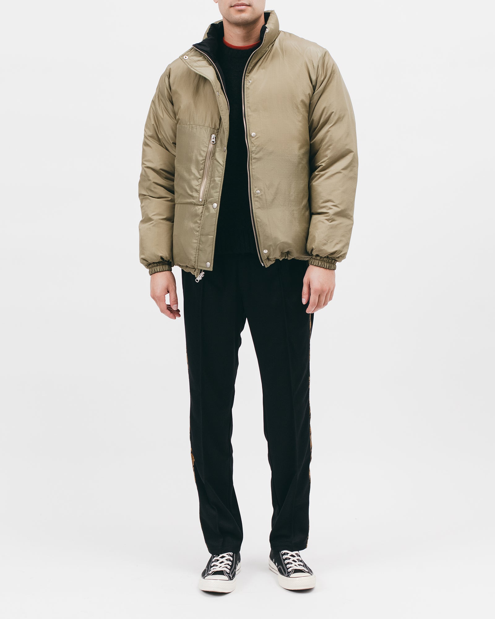REVERSIBLE PUFFER JACKET - BLACK / MOSS（2803）