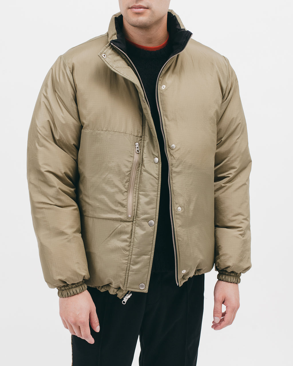 REVERSIBLE PUFFER JACKET - BLACK / MOSS（2803）