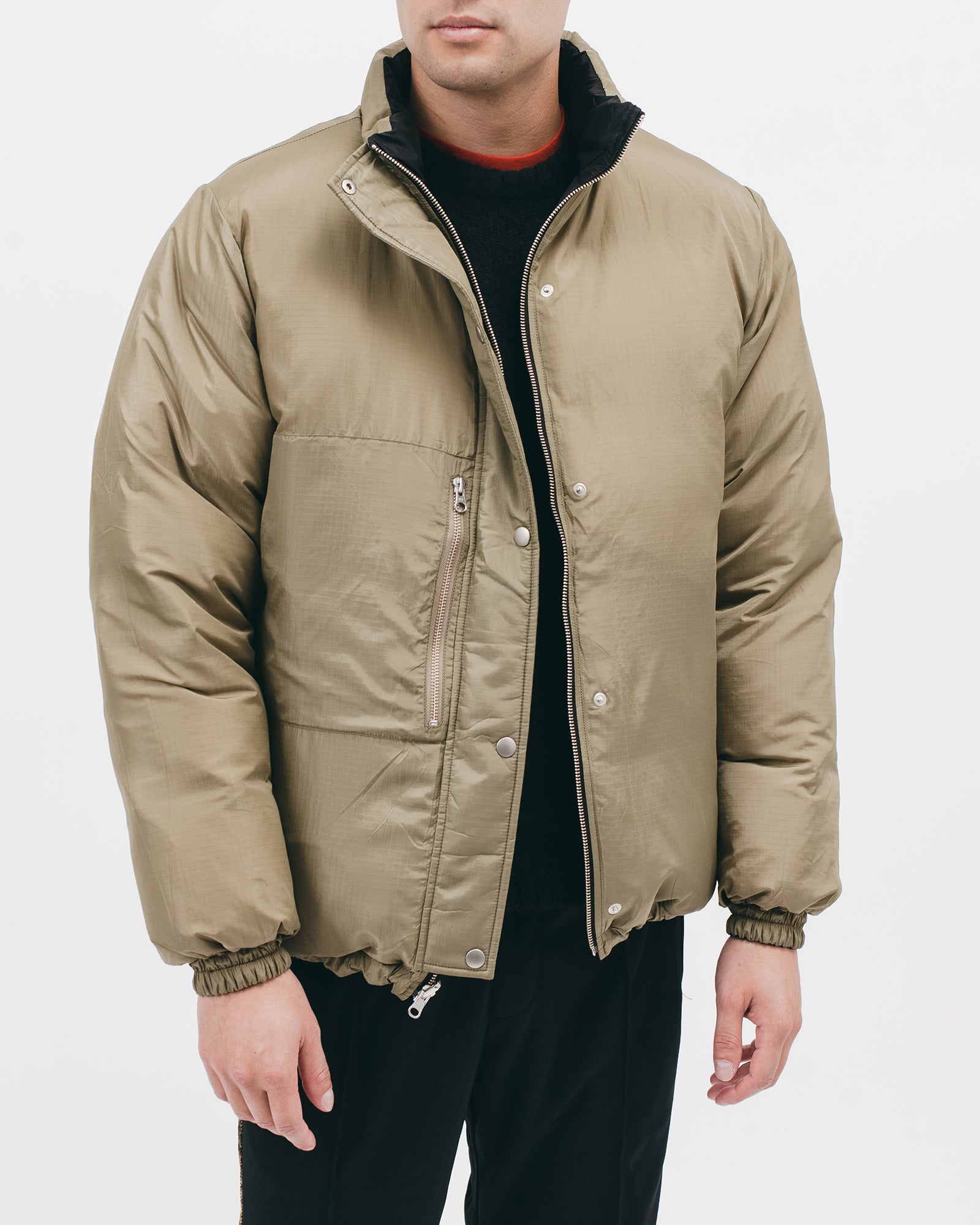 REVERSIBLE PUFFER JACKET - BLACK / MOSS（2803）