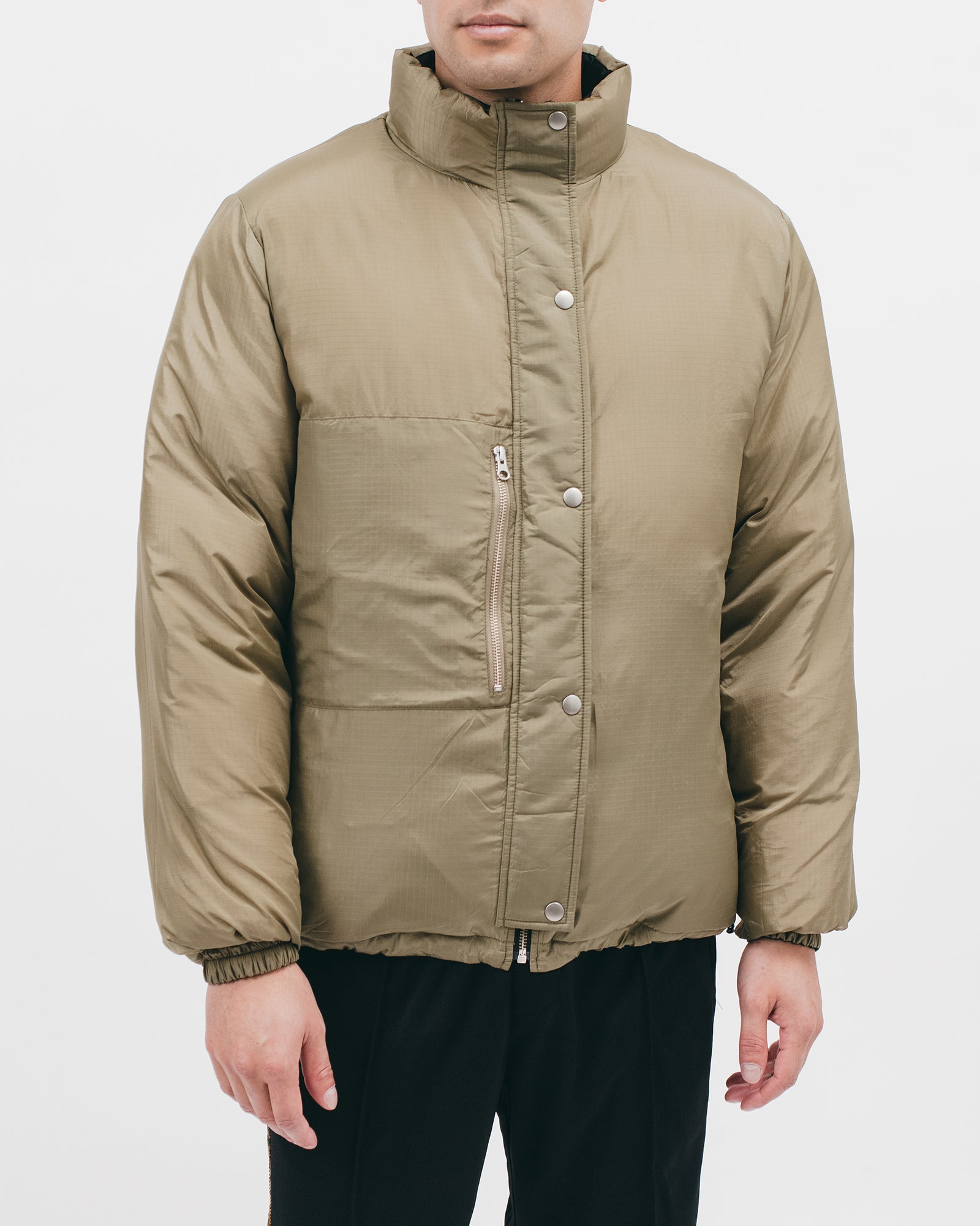 REVERSIBLE PUFFER JACKET - BLACK / MOSS(2803)