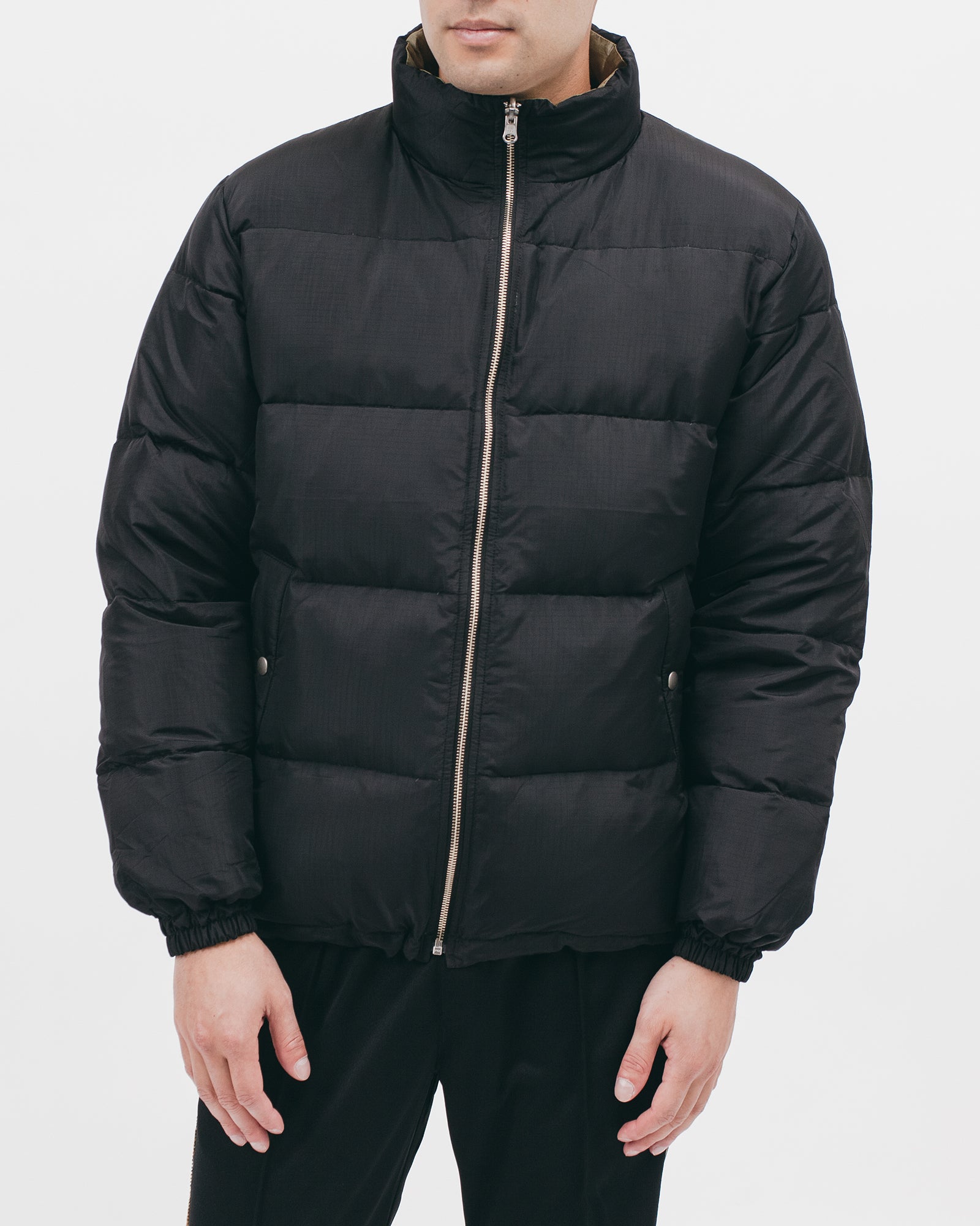 REVERSIBLE PUFFER JACKET - BLACK / MOSS（2803）