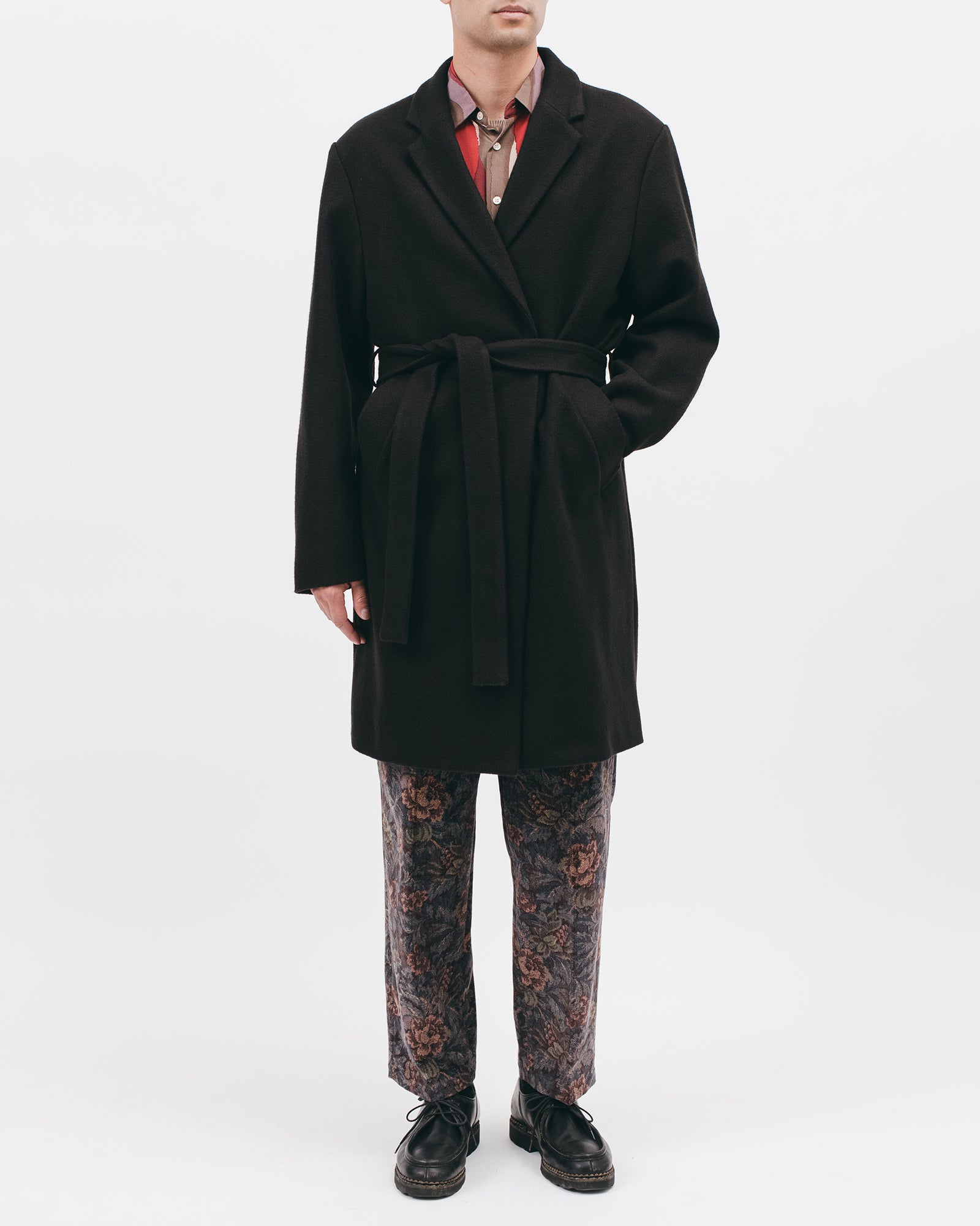 BELTED OVERCOAT - BLACK（2807）