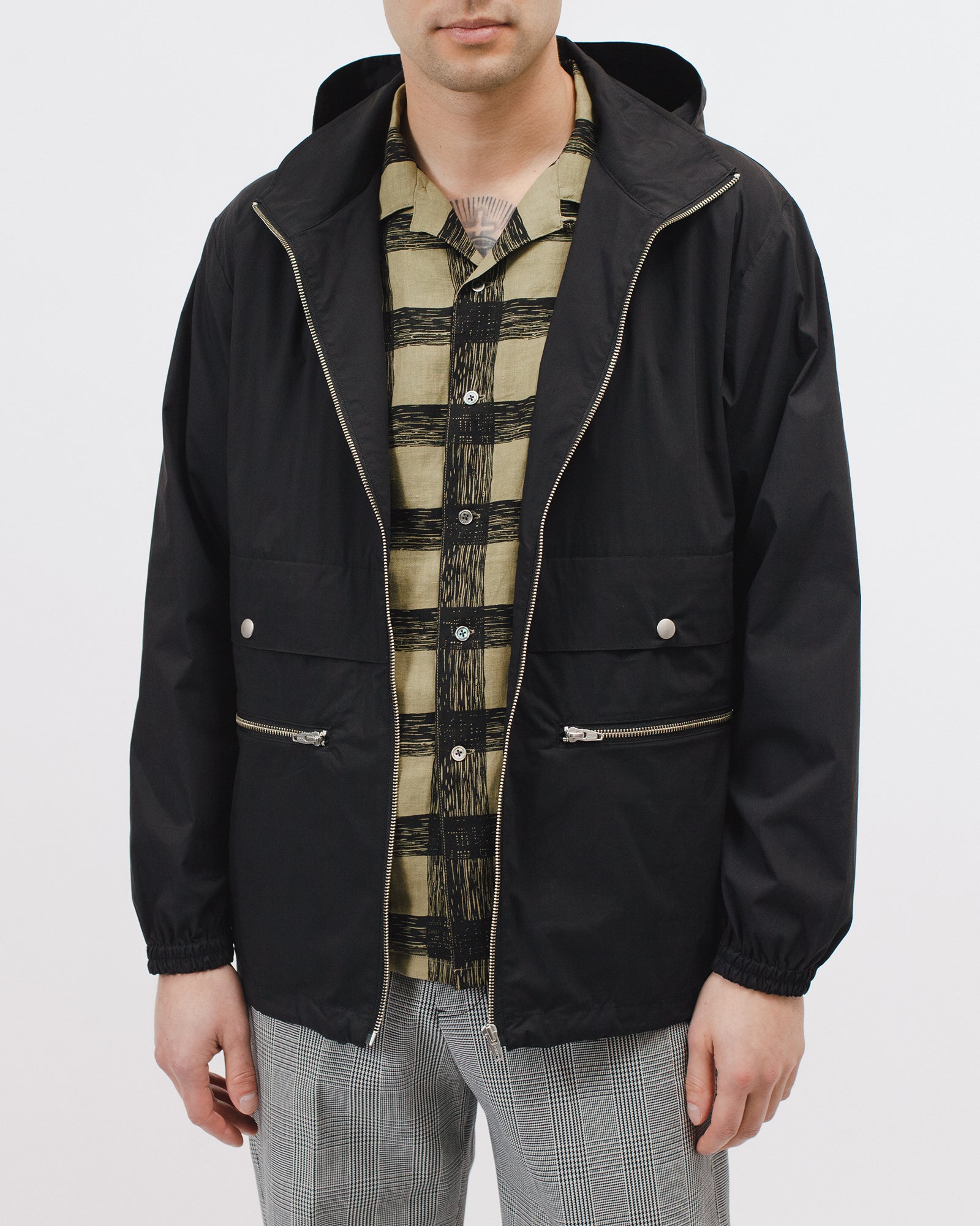 ZIP HOODED JACKET - BLACK(3004)