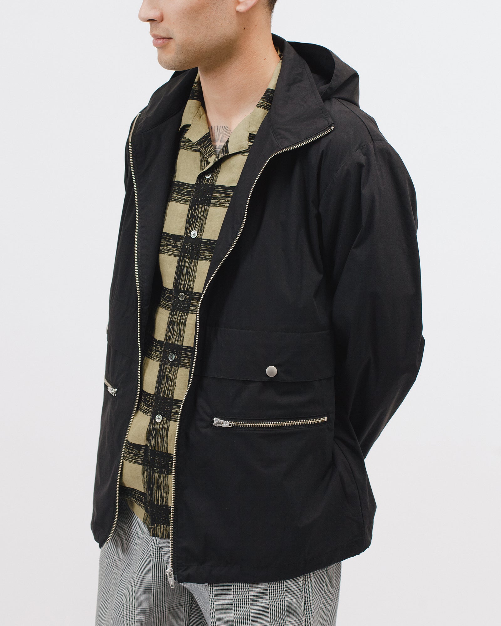 ZIP HOODED JACKET - BLACK(3004)