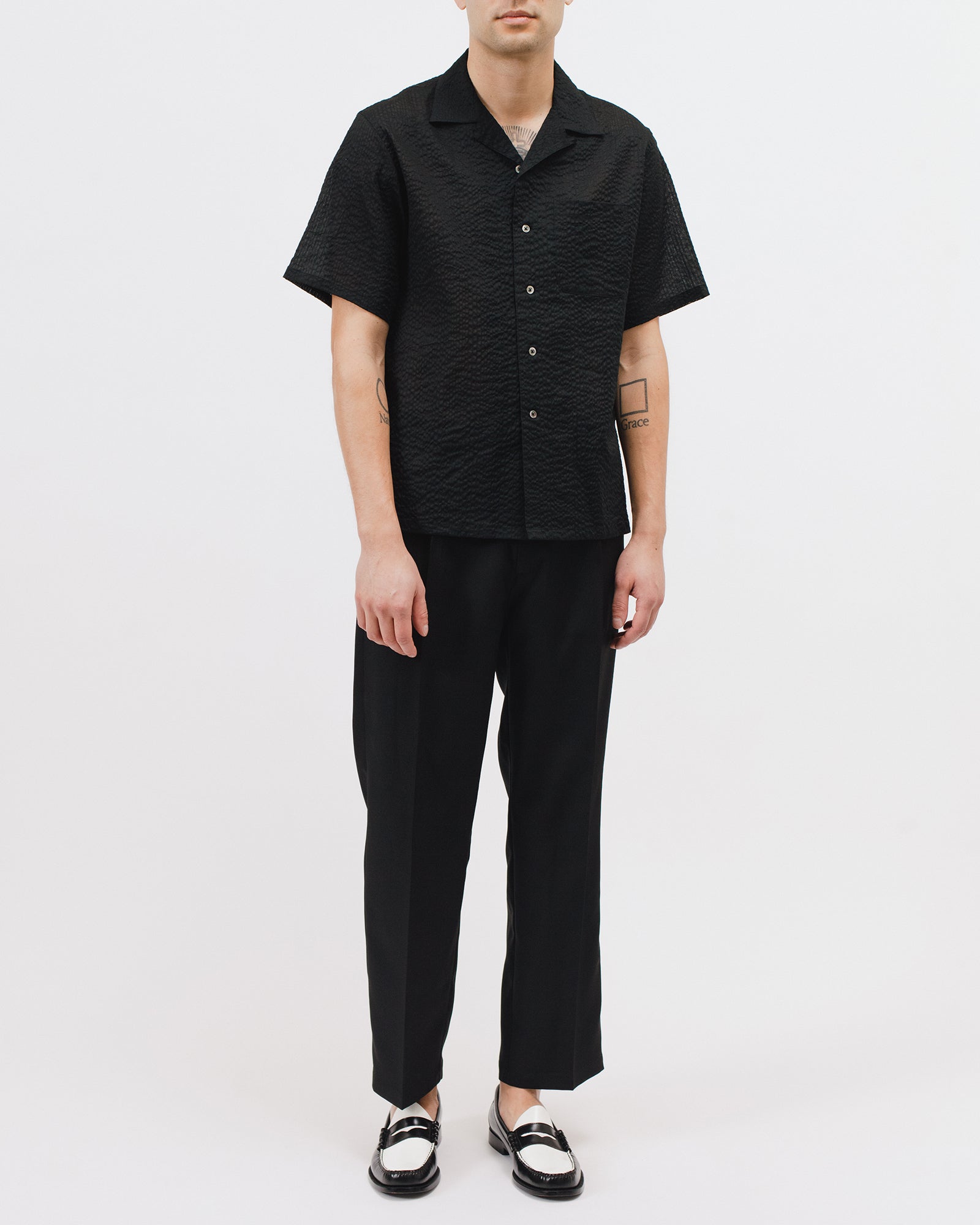 CREPE SS SHIRT - BLACK（3013）