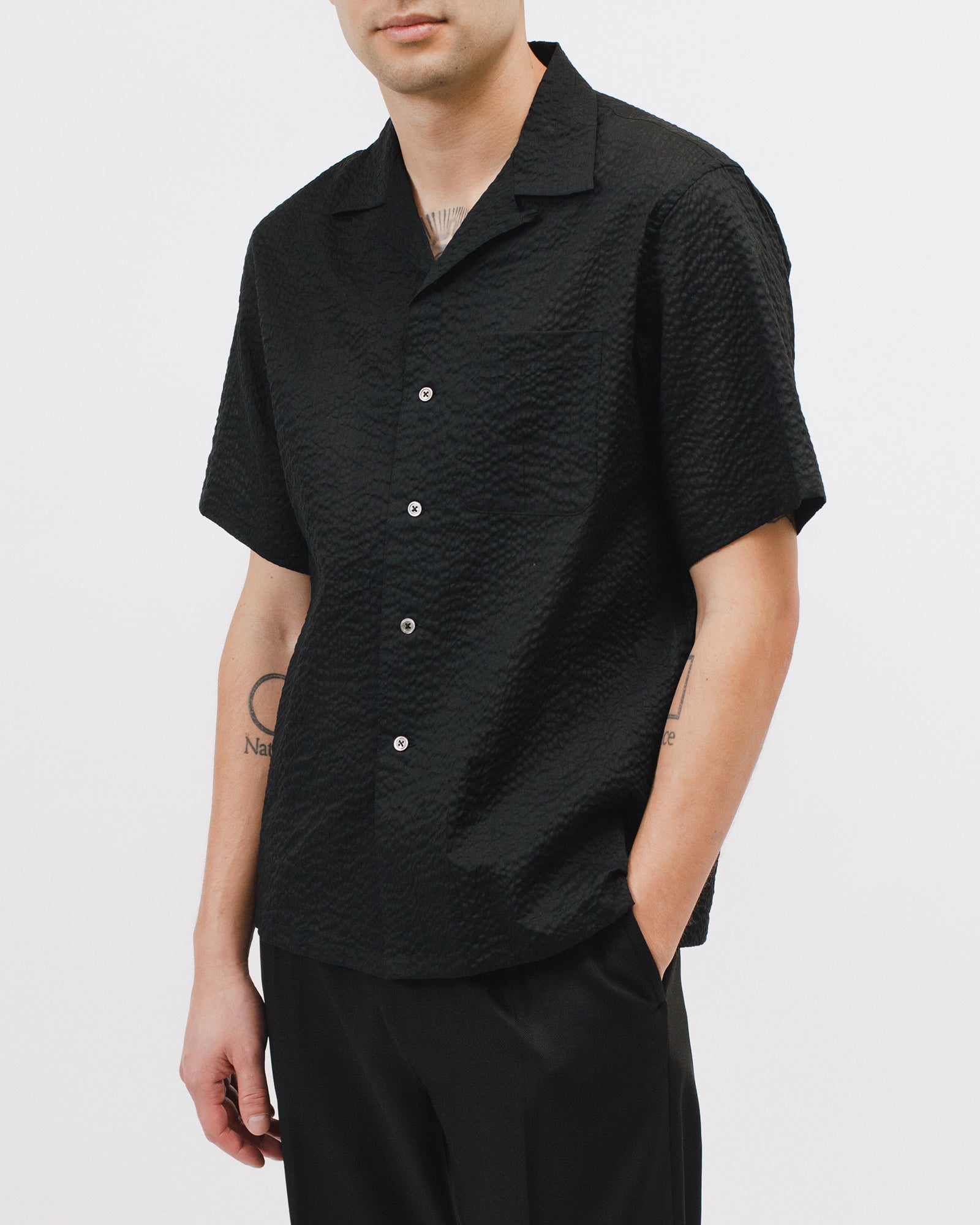 CREPE SS SHIRT - BLACK（3013）