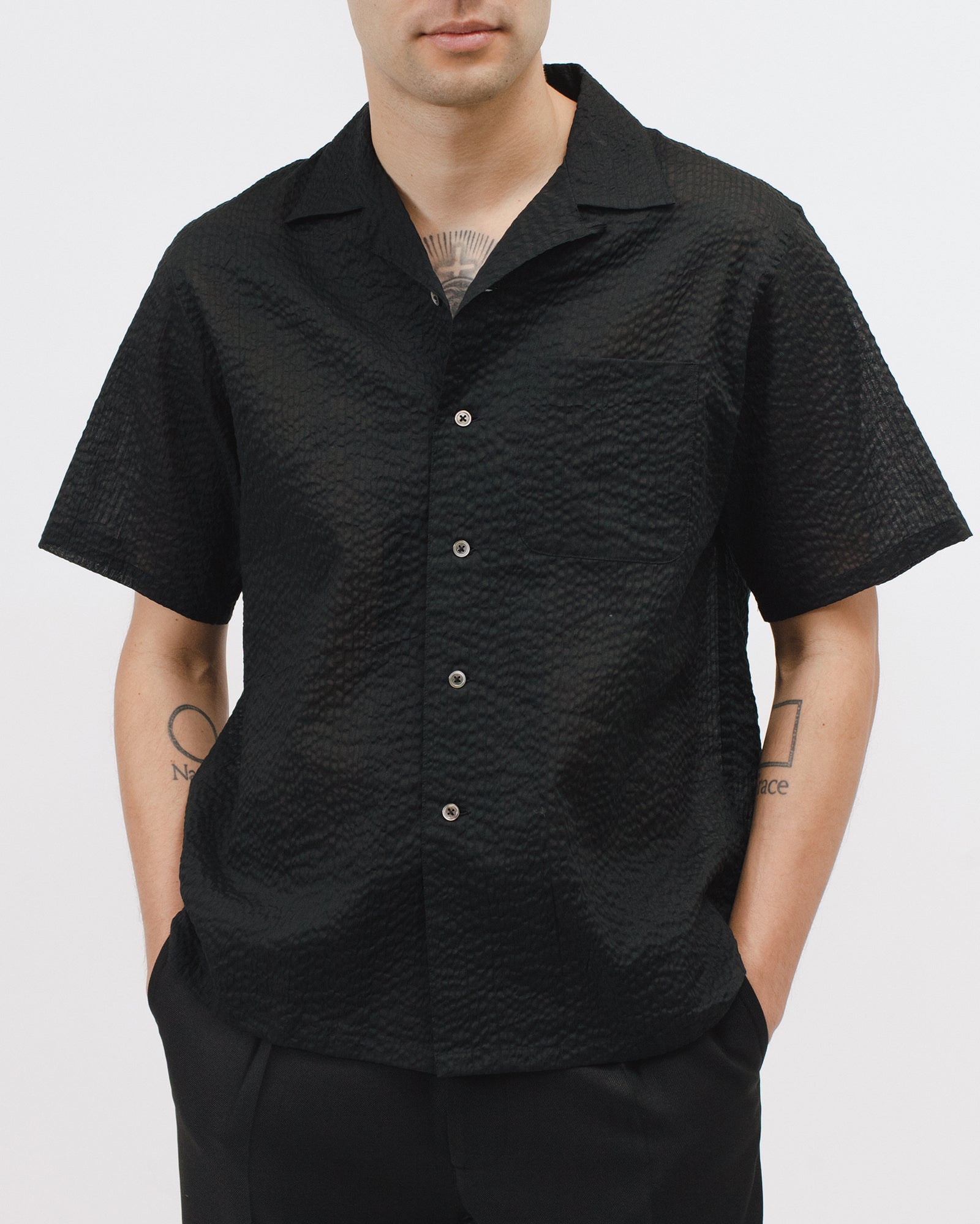 CREPE SS SHIRT - BLACK（3013）