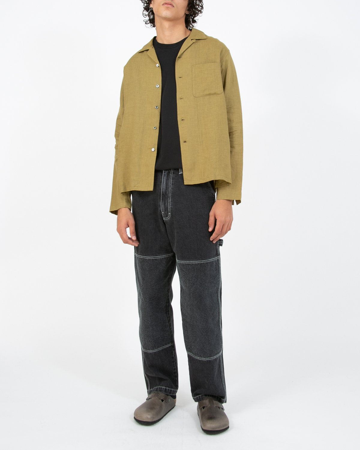 LINEN LS SHIRT - OLIVE(3015)