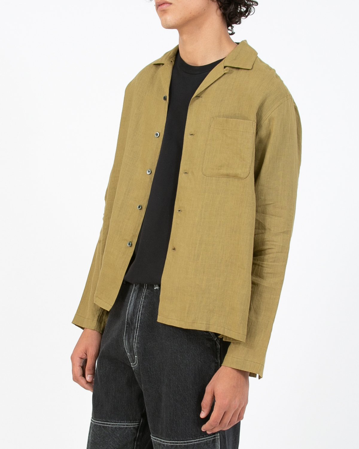 LINEN LS SHIRT - OLIVE(3015)