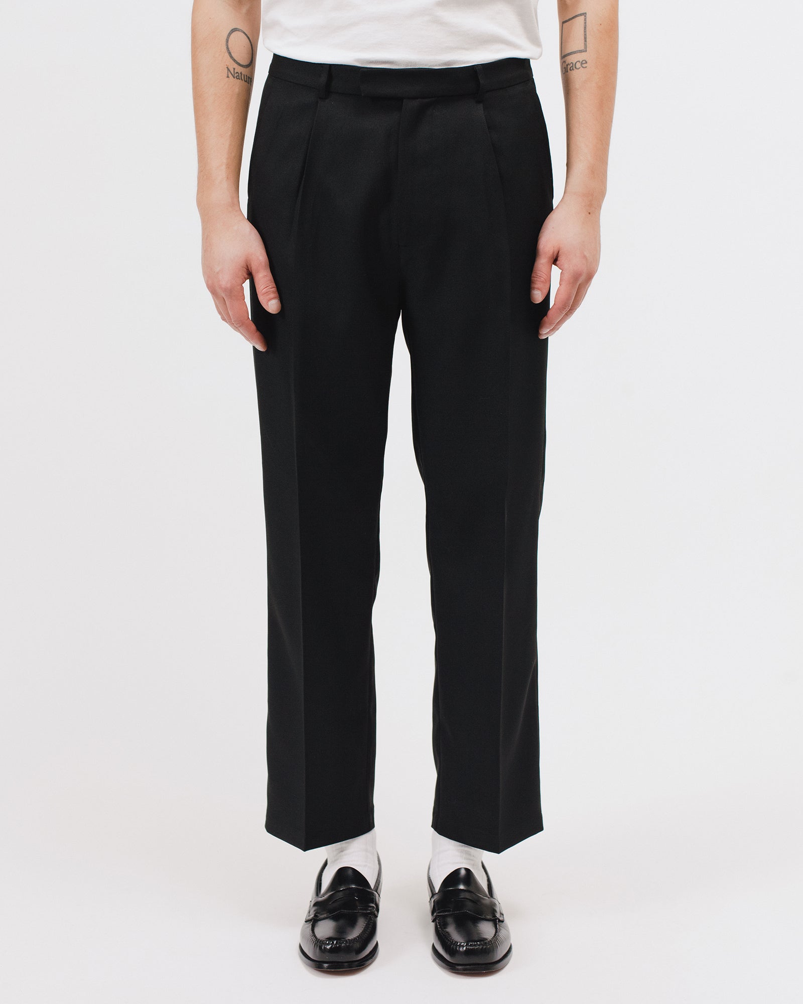 PLEATED SUIT TROUSER - BLACK(3021)