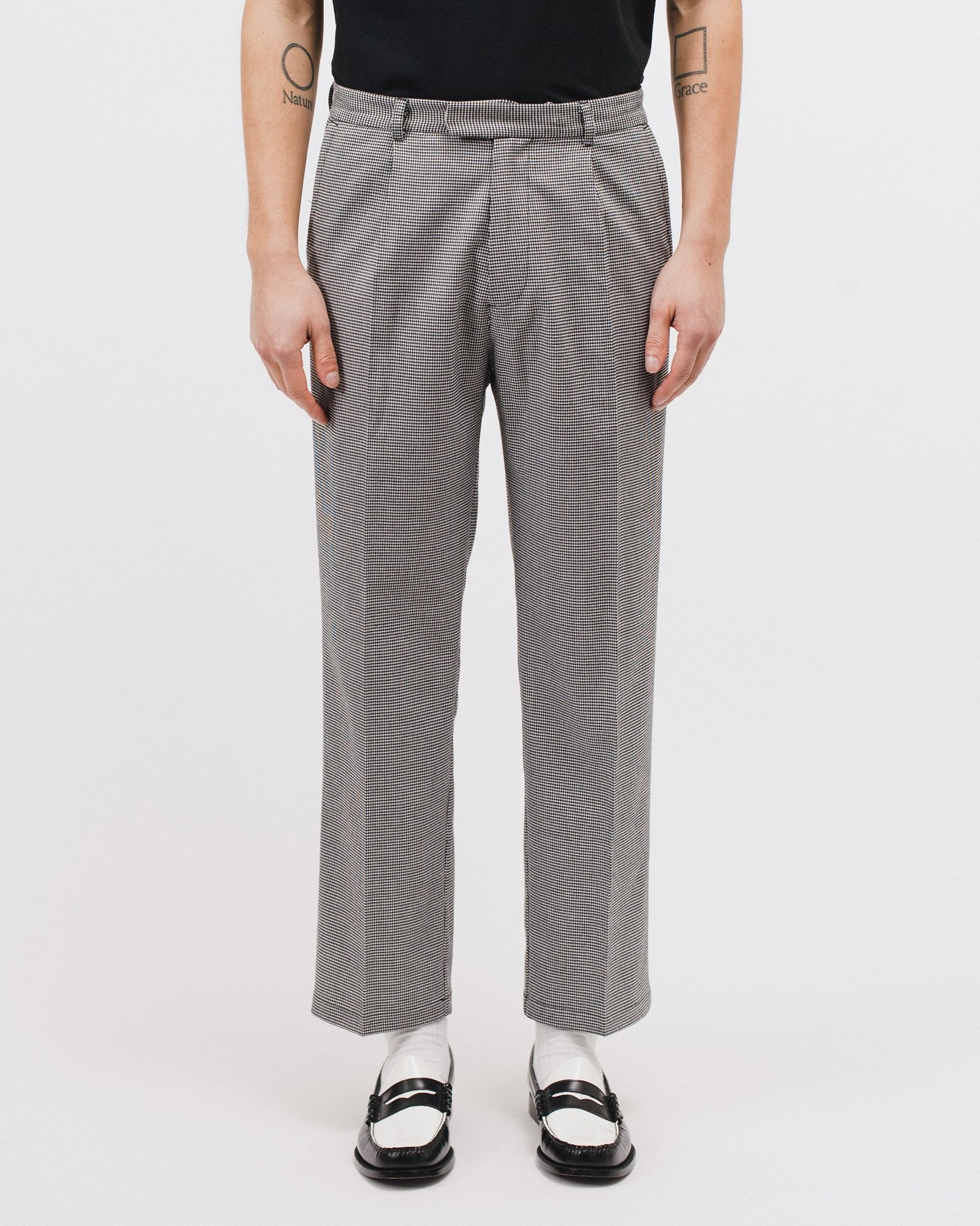 PLEATED SUIT TROUSER - HOUNDSTOOTH(3021)
