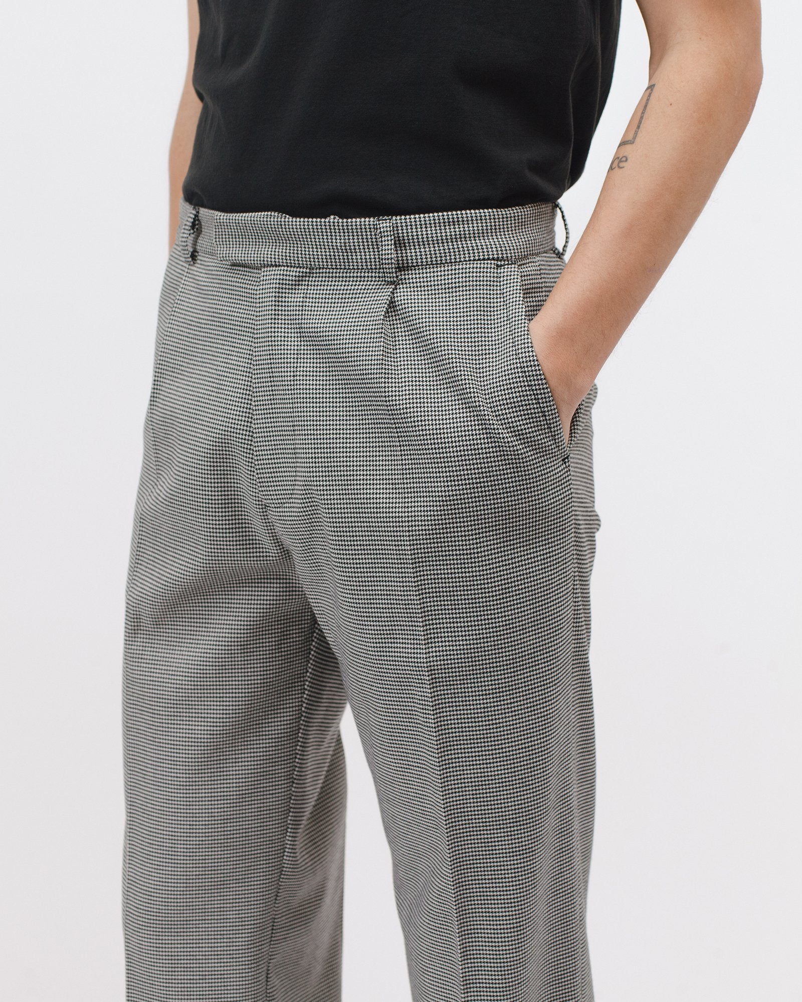 PLEATED SUIT TROUSER - HOUNDSTOOTH(3021)