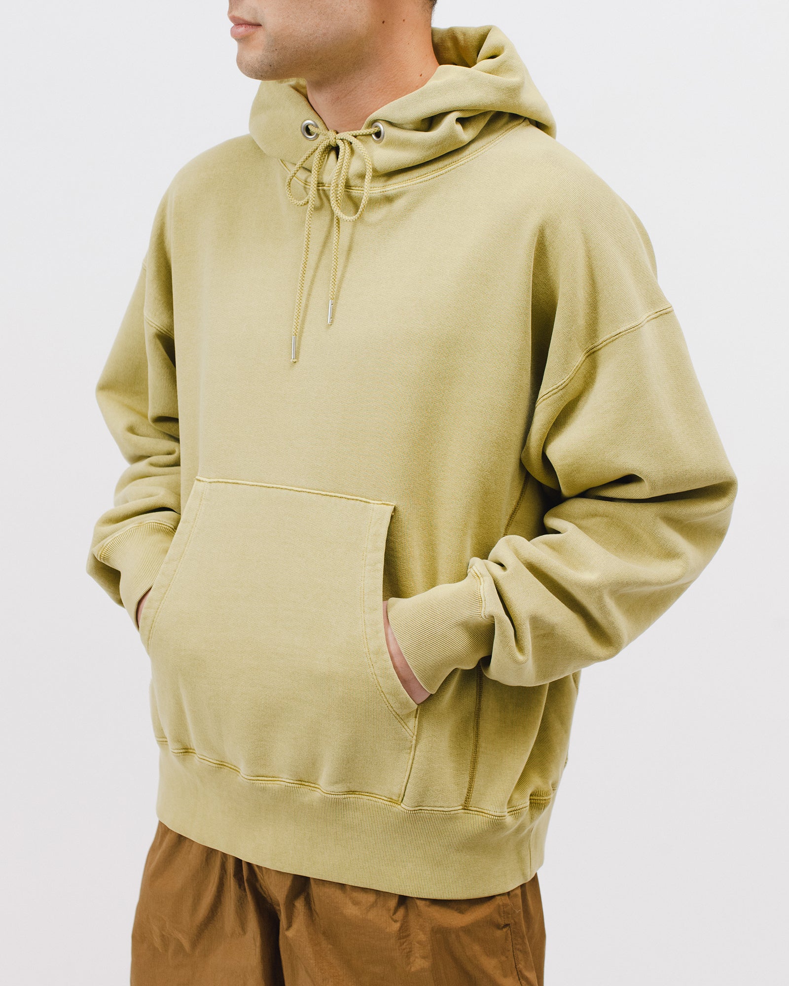 NATURAL DYED HOODIE FLEECE - MOSS(3033)