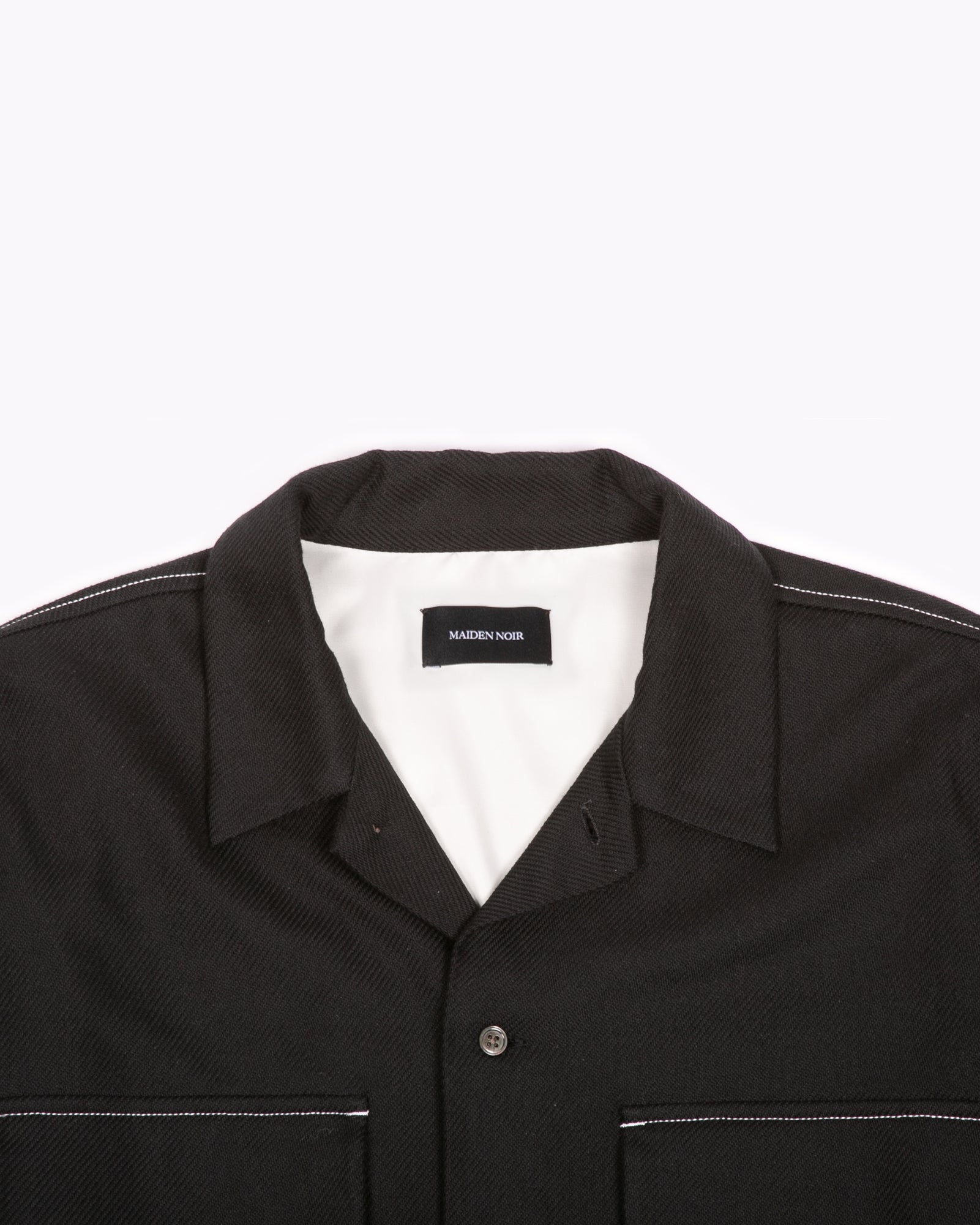 LS BOXY CONTRAST SHIRT - BLACK(3113)