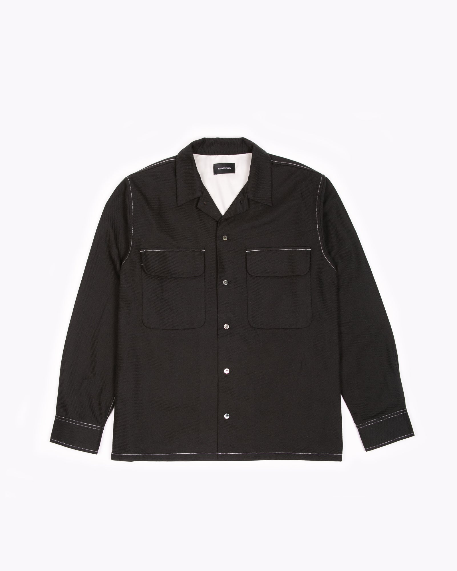 LS BOXY CONTRAST SHIRT - BLACK(3113)