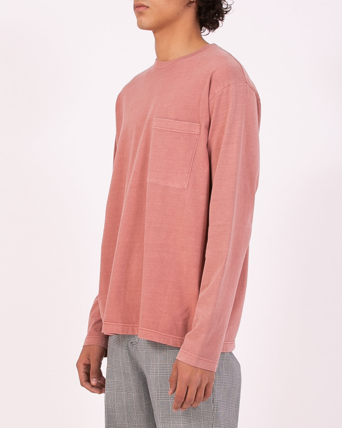 NATURAL DYED BLOCK LS JERSEY - BRICK(3233)