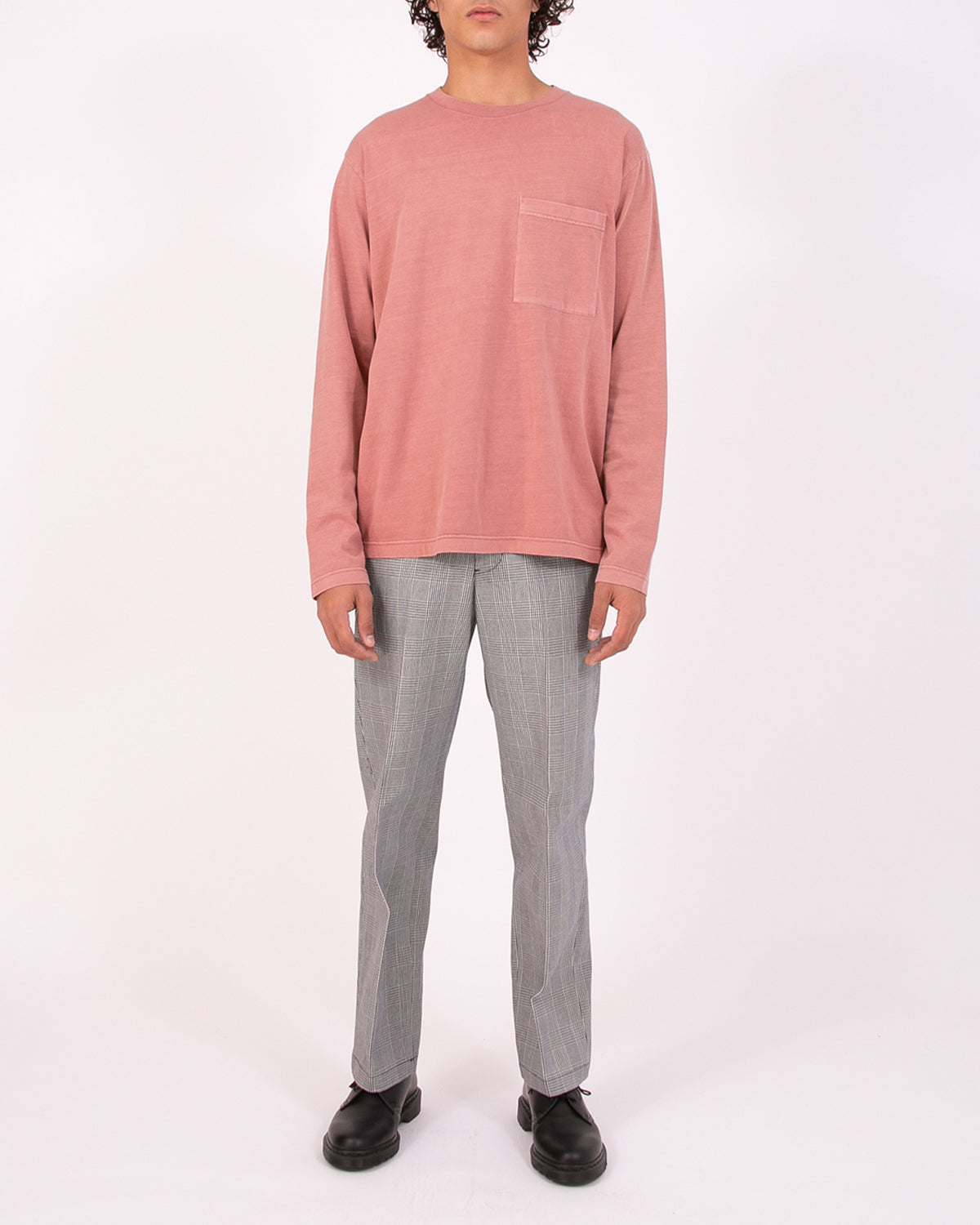 NATURAL DYED BLOCK LS JERSEY - BRICK(3233)
