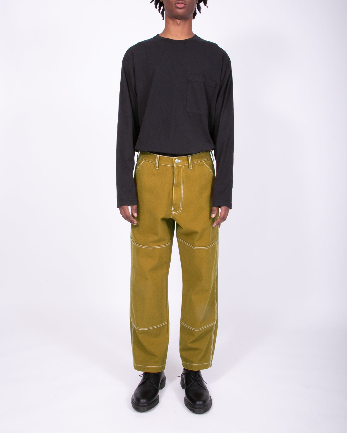 OVER DYED DOUBLE KNEE TROUSER - MOSS(3321)