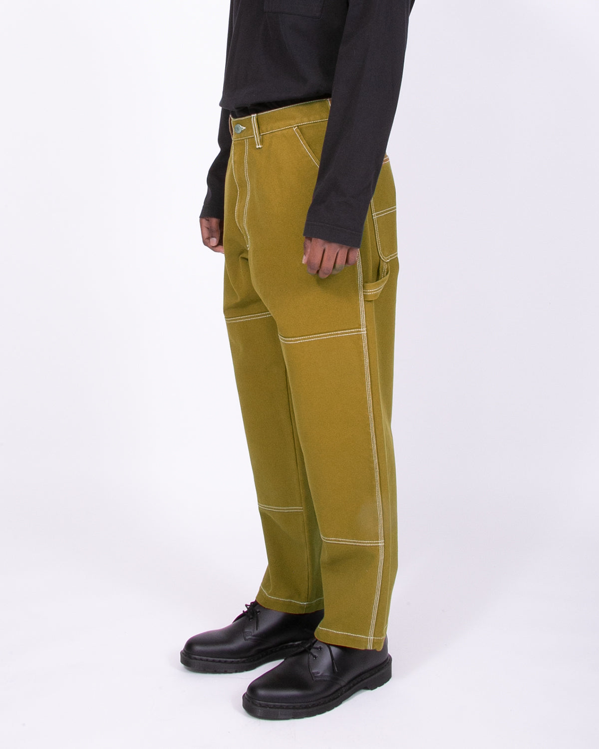 OVER DYED DOUBLE KNEE TROUSER - MOSS(3321)