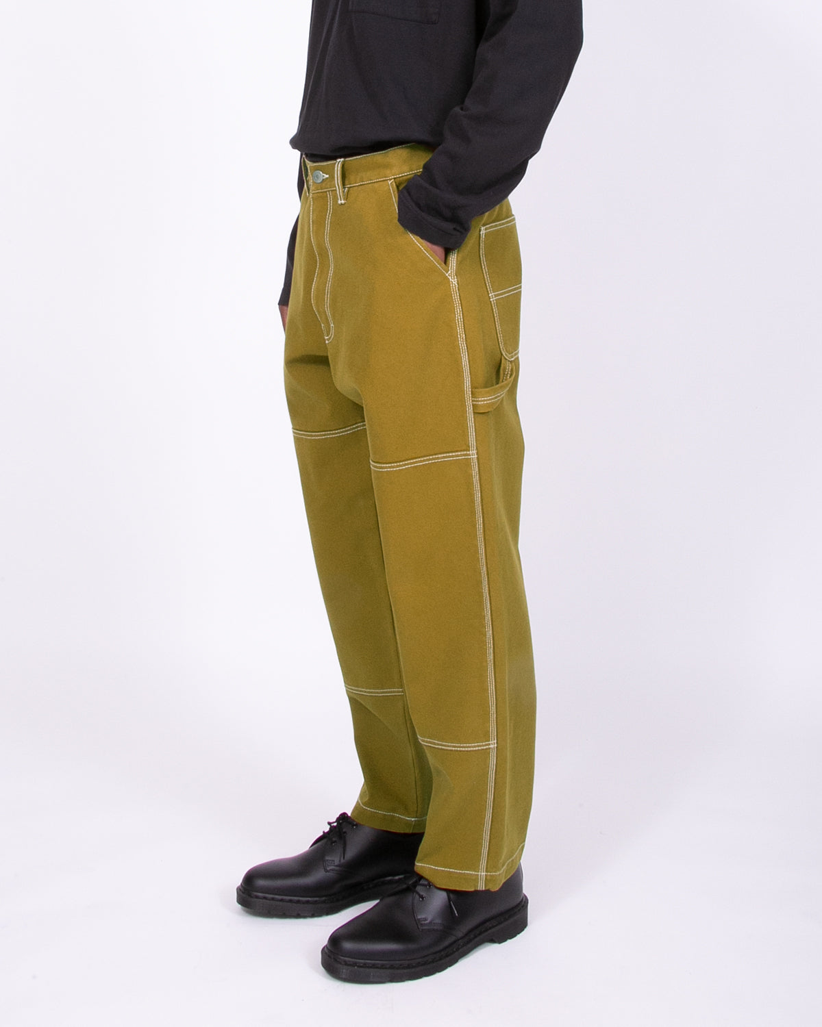 OVER DYED DOUBLE KNEE TROUSER - MOSS(3321)