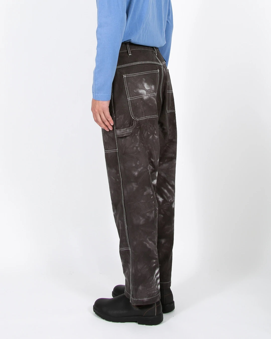 OVER DYED DOUBLE KNEE TROUSER - SMOKE MIST(3321)