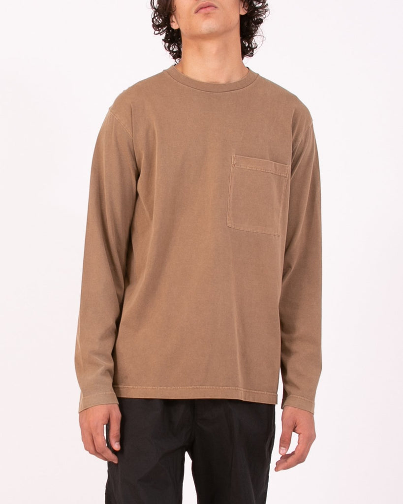 NATURAL DYED BLOCK LS JERSEY - BARK(3135)