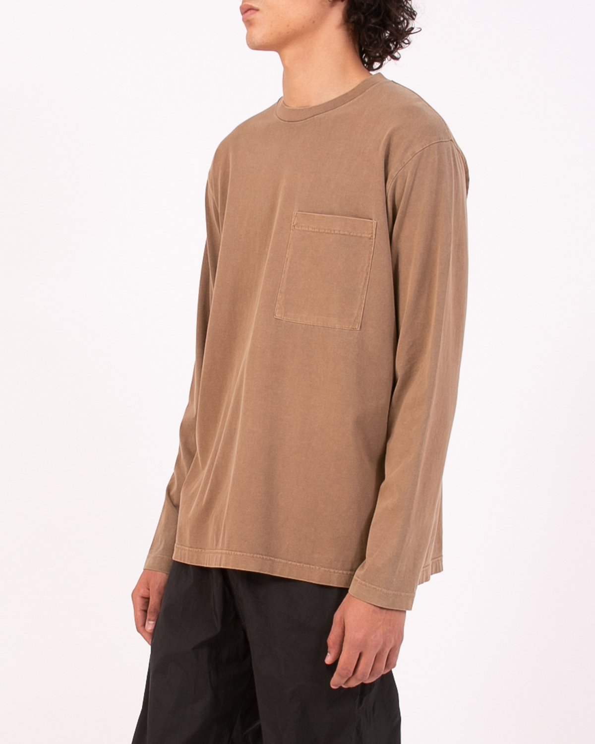 NATURAL DYED BLOCK LS JERSEY - BARK(3135)