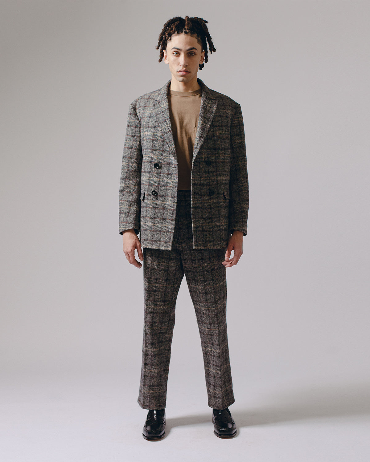 DOUBLE BREASTED COAT - GLEN PLAID(3102)