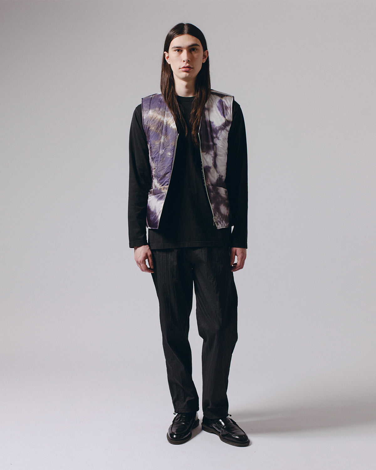 INSULATED VEST - BLACK / PURPLE ASH DYED(3104)